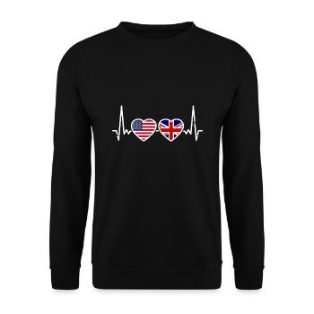 USA Great Britain Flags American British British - Unisex Sweatshirt - black - Front - Alina (178cm) & Michal (187cm)