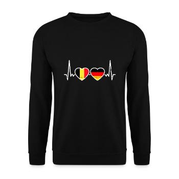 Belgium Germany Flag Belgian German - Unisex Sweatshirt - black - Front - Alina (178cm) & Michal (187cm)