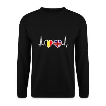Belgium Great Britain Flag Belgian British - Unisex Sweatshirt - black - Front - Alina (178cm) & Michal (187cm)