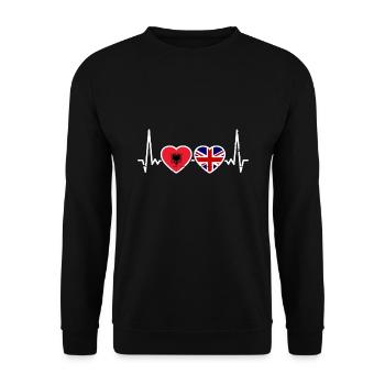 Albania United Kingdom Hearts Albanian British - Unisex Sweatshirt - black - Front - Alina (178cm) & Michal (187cm)