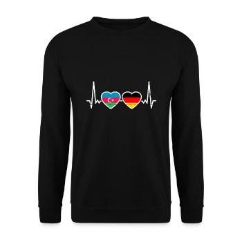 Aserbaidschan Deutschland Flagge - Unisex Pullover - Schwarz - Vorne - Alina (178cm) & Michal (187cm)
