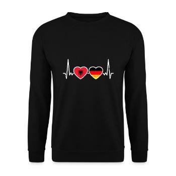 Albanie Allemagne Drapeau Albanais Allemand Coeur - Sweat-shirt Unisexe - noir - Devant - Alina (178cm) & Michal (187cm)