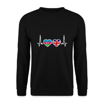 Aserbaidschan Großbritannien Flagge - Unisex Pullover - Schwarz - Vorne - Alina (178cm) & Michal (187cm)