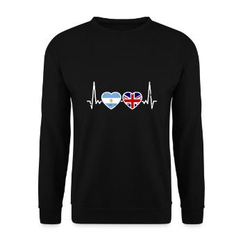 Argentinien Großbritannien Argentinier Brite - Unisex Pullover - Schwarz - Vorne - Alina (178cm) & Michal (187cm)
