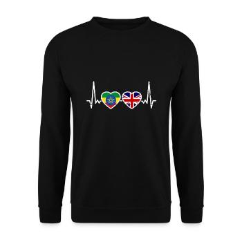 Ethiopia Great Britain Heartbeat Flag - Unisex Sweatshirt - black - Front - Alina (178cm) & Michal (187cm)