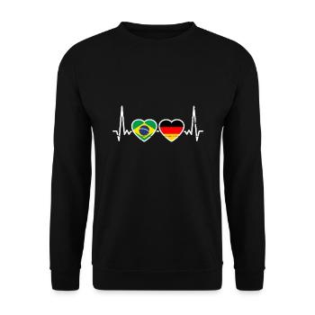 Brasilien Deutschland Flagge Brasilianer Deutscher - Unisex Pullover - Schwarz - Vorne - Alina (178cm) & Michal (187cm)