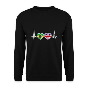 Brasilien Großbritannien Flagge Brasilianer Brite - Unisex Pullover - Schwarz - Vorne - Alina (178cm) & Michal (187cm)