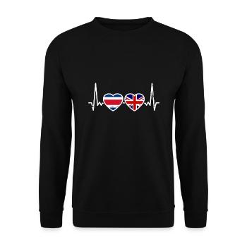 Costa Rica Great Britain Heartbeat Flag - Unisex Sweatshirt - black - Front - Alina (178cm) & Michal (187cm)