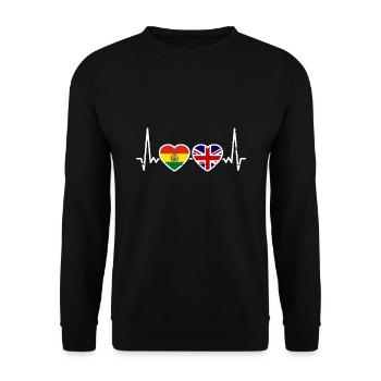 Bolivia Great Britain Heartbeat Flag - Unisex Sweatshirt - black - Front - Alina (178cm) & Michal (187cm)