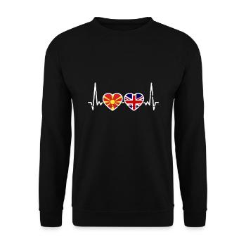 Nordmazedonien Großbritannien Flagge - Unisex Pullover - Schwarz - Vorne - Alina (178cm) & Michal (187cm)