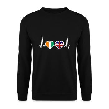 Ivory Coast Great Britain Heartbeat Flag - Unisex Sweatshirt - black - Front - Alina (178cm) & Michal (187cm)