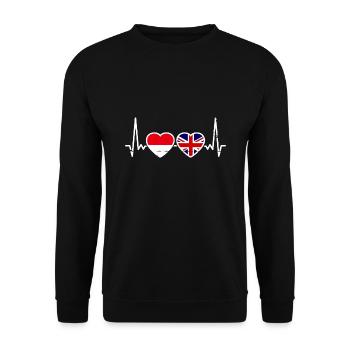 Indonesia Great Britain Heartbeat Flag - Unisex Sweatshirt - black - Front - Alina (178cm) & Michal (187cm)
