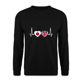 Japan Großbritannien Herzschlag Flagge Japaner - Unisex Pullover - Schwarz - Vorne - Alina (178cm) & Michal (187cm)