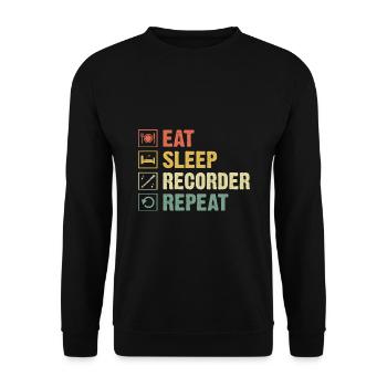 Eat Sleep Recorder Instrument de répétition Musicien - Sweat-shirt Unisexe - noir - Devant - Alina (178cm) & Michal (187cm)