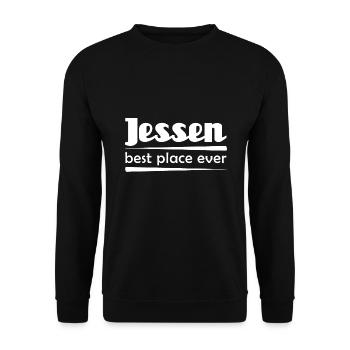 Jessen - Stadt best place ever - Unisex Pullover - Schwarz - Vorne - Alina (178cm) & Michal (187cm)
