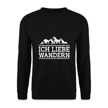 Ich Liebe Wandern Trekking Wanderer Bergsteigen Ou - Unisex Pullover - Schwarz - Vorne - Alina (178cm) & Michal (187cm)