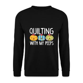 Quilting With Me Peeps Sewing Crocheting Knitting - Unisex Pullover - Schwarz - Vorne - Alina (178cm) & Michal (187cm)
