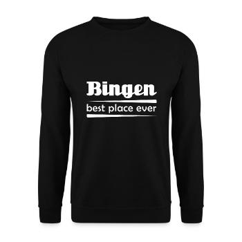 Bingen - Stadt best place ever - Unisex Pullover - Schwarz - Vorne - Alina (178cm) & Michal (187cm)