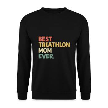 Beste Triathlon Mama aller Zeiten Schwimmen Rad Laufen Triathletin M - Unisex Pullover - Schwarz - Vorne - Alina (178cm) & Michal (187cm)