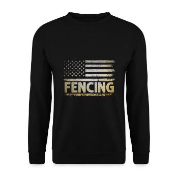 American Flag USA Fencing Sword Epee Fencer - Unisex Sweatshirt - black - Front - Alina (178cm) & Michal (187cm)