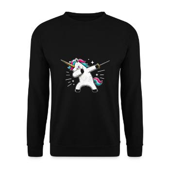 Synchronisieren Einhorn Fechter Schwert Degen Fechter Athlet - Unisex Pullover - Schwarz - Vorne - Alina (178cm) & Michal (187cm)