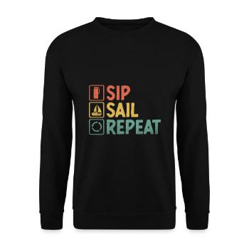 Sip Sail Repeat Paddelboot - Unisex Pullover - Schwarz - Vorne - Alina (178cm) & Michal (187cm)
