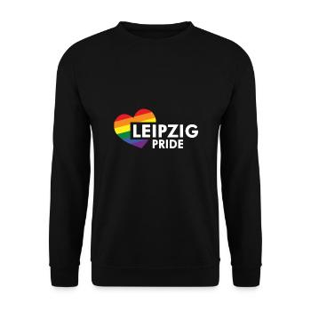 Leipzig Pride Rainbow (weiß) - Unisex Pullover - Schwarz - Vorne - Alina (178cm) & Michal (187cm)