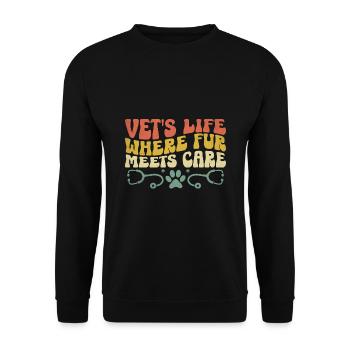 Tierarztleben, wo Fell auf Fürsorge trifft Vielseitiger - Unisex Pullover - Schwarz - Vorne - Alina (178cm) & Michal (187cm)