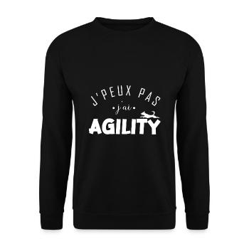 j peux pas j ai agility - idée cadeau sport canin - Sweat-shirt Unisexe - noir - Devant - Alina (178cm) & Michal (187cm)