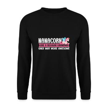 Oma Einhorn Nana Flamingo Oma Geschenk - Unisex Pullover - Schwarz - Vorne - Alina (178cm) & Michal (187cm)