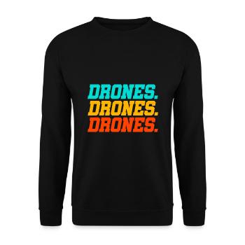 Retro Graphic Drone Flying Quadcopter Pilot RC Dro - Unisex Sweatshirt - black - Front - Alina (178cm) & Michal (187cm)