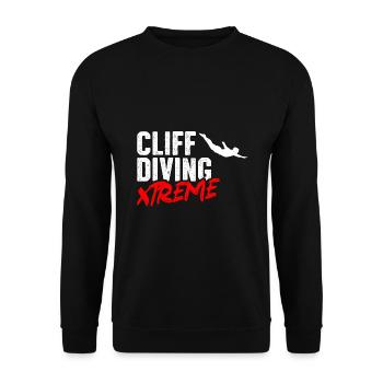 Retro Graphic Cliff Diver Cliff Diving Tombstoning - Unisex Sweatshirt - black - Front - Alina (178cm) & Michal (187cm)