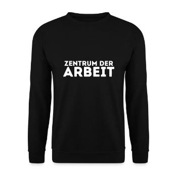 Zentrum der Arbeit Spruch Arbeitsplatz Chef Profi - Unisex Pullover - Schwarz - Vorne - Alina (178cm) & Michal (187cm)