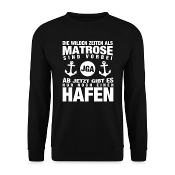Matrose JGA - Unisex Pullover - Schwarz - Vorne - Alina (178cm) & Michal (187cm)