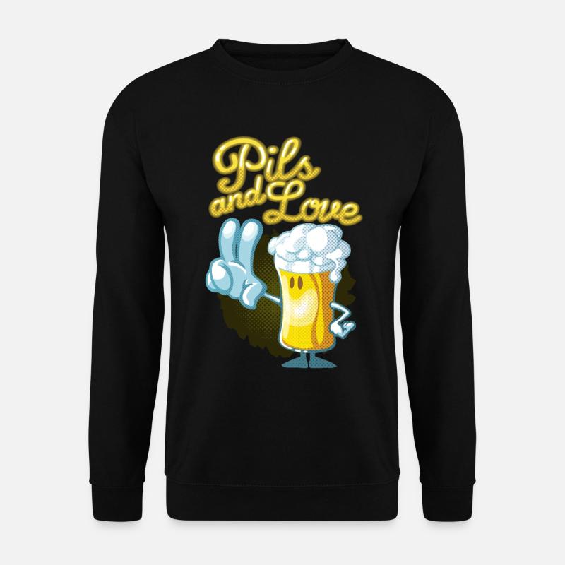 Pils and love toon - Unisex Pullover - Schwarz