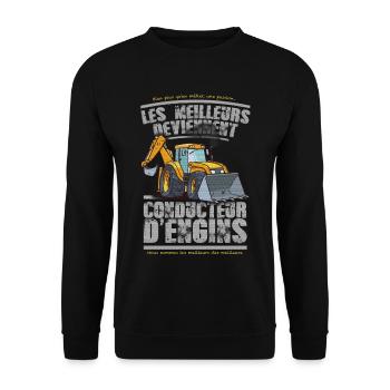 conducteur d engins - Sweat-shirt Unisexe - noir - Devant - Alina (178cm) & Michal (187cm)
