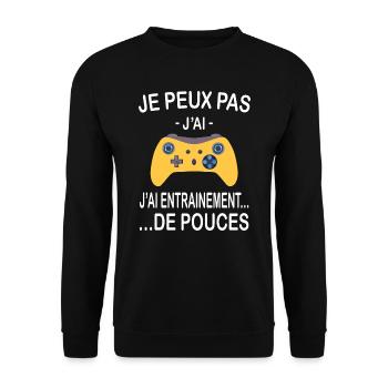Je peux pas j'ai entraînement de pouces - Sweat-shirt Unisexe - noir - Devant - Alina (178cm) & Michal (187cm)