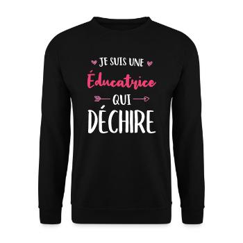 Je Suis Une Éducatrice Qui Déchire - Sweat-shirt Unisexe - noir - Devant - Alina (178cm) & Michal (187cm)