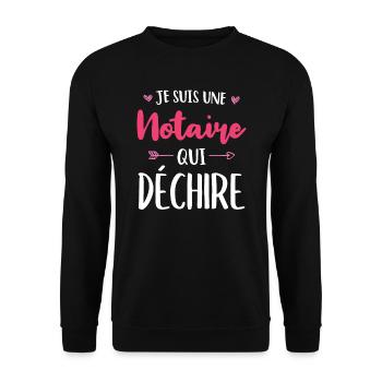 Je Suis Une Notaire Qui Déchire - Sweat-shirt Unisexe - noir - Devant - Alina (178cm) & Michal (187cm)
