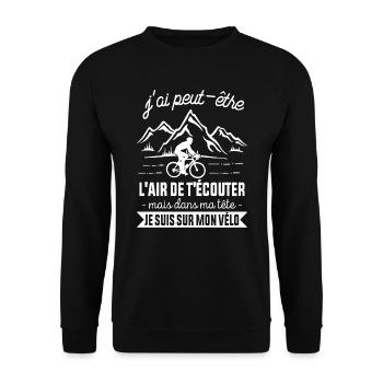 Cyclisme Dans Ma Tête Je suis sur Mon Vélo Humour - Sweat-shirt Unisexe - noir - Devant - Alina (178cm) & Michal (187cm)