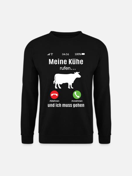 Kühe rufen Landwirt Bauer Geschenkidee Kuh lustig - Unisex Pullover - Schwarz