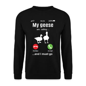 Mes oies appellent l’oie drôle agriculteur - Sweat-shirt Unisexe - noir - Devant - Alina (178cm) & Michal (187cm)