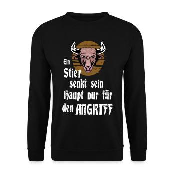 Ein Stier - Unisex Pullover - Schwarz - Vorne - Alina (178cm) & Michal (187cm)