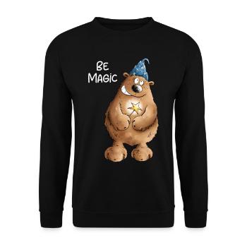 Be Magic Magician Bear I Magician - Unisex Sweatshirt - black - Front - Alina (178cm) & Michal (187cm)