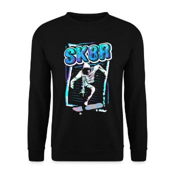 Skate | Skater | Skateboardfahrer | Skateboard SK8 - Unisex Pullover - Schwarz - Vorne - Alina (178cm) & Michal (187cm)