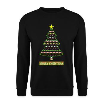 Sapin de Noël scintillant avec des motifs de canne à sucre - Sweat-shirt Unisexe - noir - Devant - Alina (178cm) & Michal (187cm)