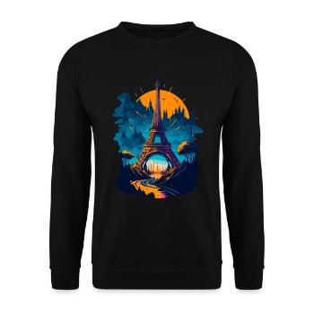 Abstract Tower of Paris - Unisex Sweatshirt - black - Front - Alina (178cm) & Michal (187cm)