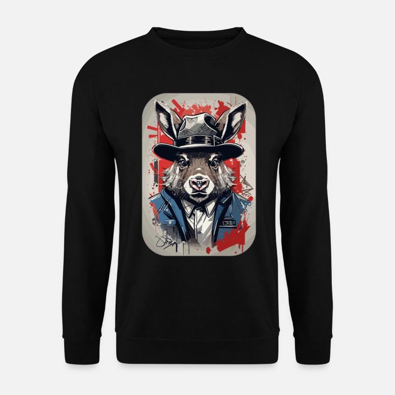 Wildschwein Gangster Oldschool - Unisex Pullover - Schwarz