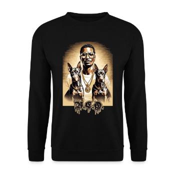 Rapper with Dobermans - Unisex Sweatshirt - black - Front - Alina (178cm) & Michal (187cm)