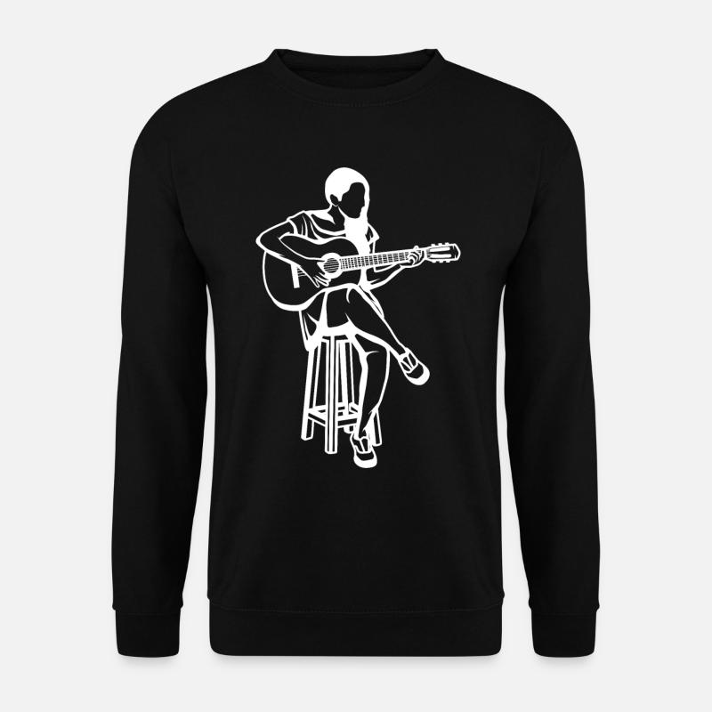 Gitarre Mädchen Zeichnung - Unisex Pullover - Schwarz